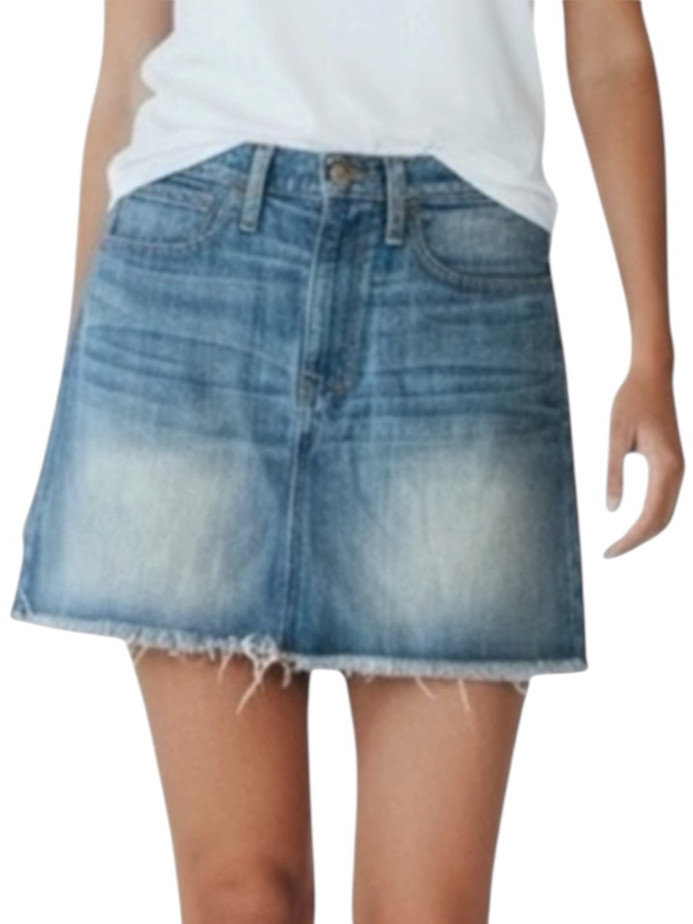 MADEWELL Blue Mini Skirt w/ Frayed Hem Size 25 NWT โ SUMMER STAPLE!!!
